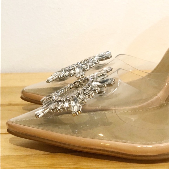 Clear Embellished Princess Mule Heels - Picture 7 of 9